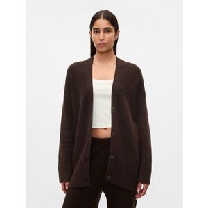 NWT Gap CashSoft Shaker-Stitch Boyfriend Cardigan in Terra Brown Size Large